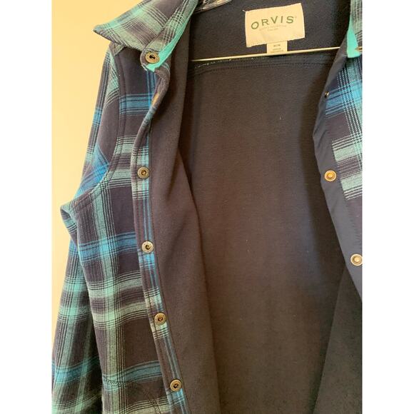 Orvis flannel shacket blue plaid women's medium - Picture 9 of 12